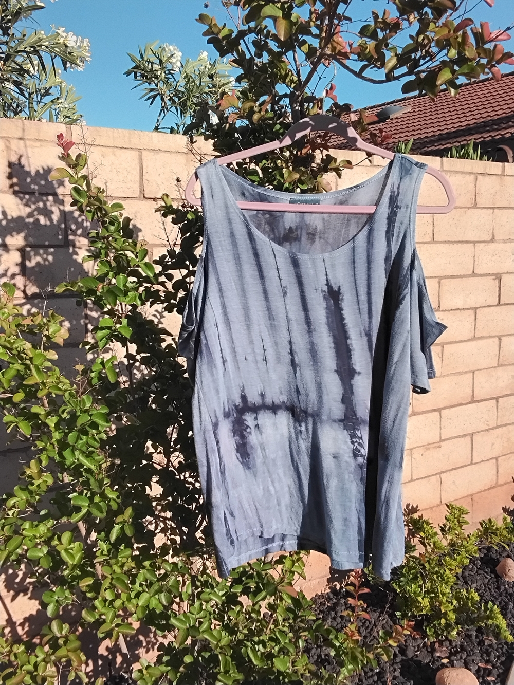 Scarlett Blue Tie-Dye Cold Shoulder Tank Top